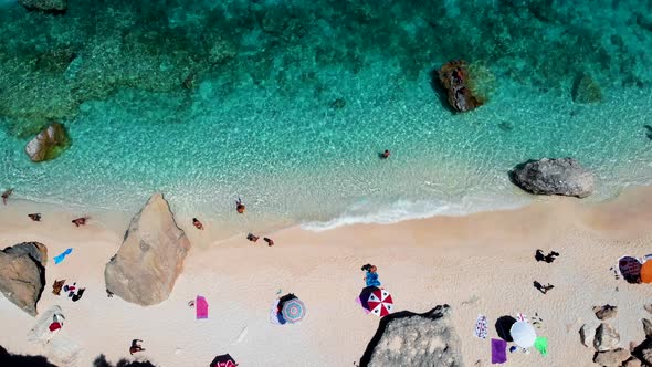 Golfo Di Orosei Sardina View From Above Stunning Aerial View of Beach Full of Beach Umbrellas and alt