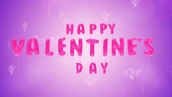 Valentine's Day Text Balloons On Purple Background alt