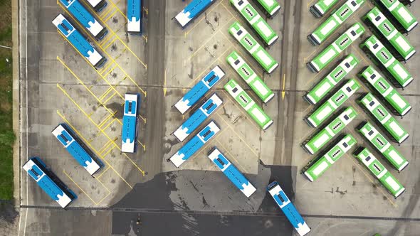 Bus Depot Aerial Background. Bus Station Top View