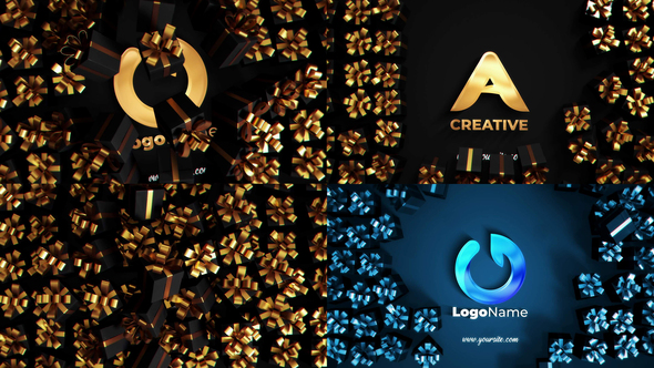 Black Golden Present Unveil Logo Stings template preview