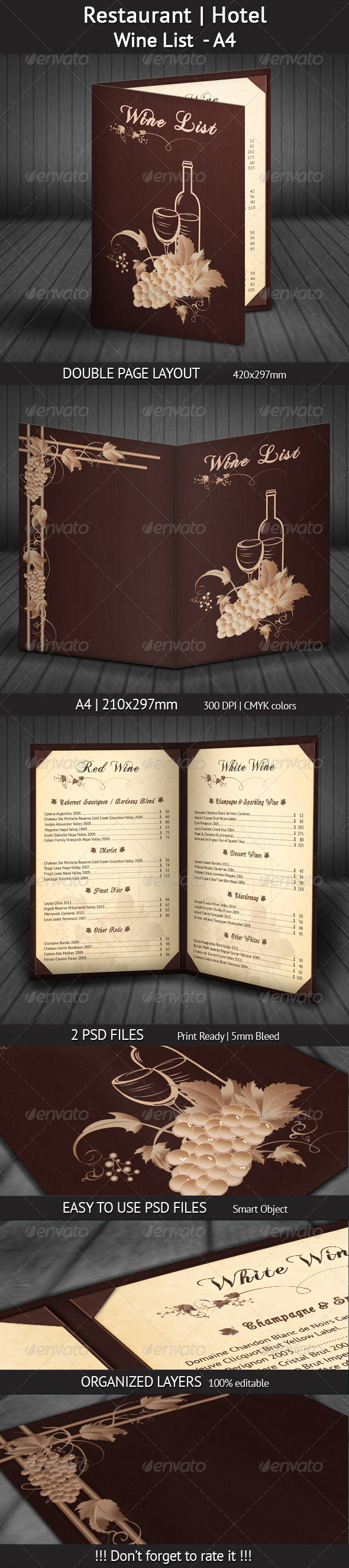 Restaurant | Hotel Wine List - A4 - Restaurant Flyers