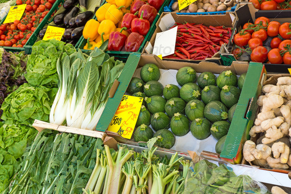 Fresh vegetables on a market  - Stock Photo - Images