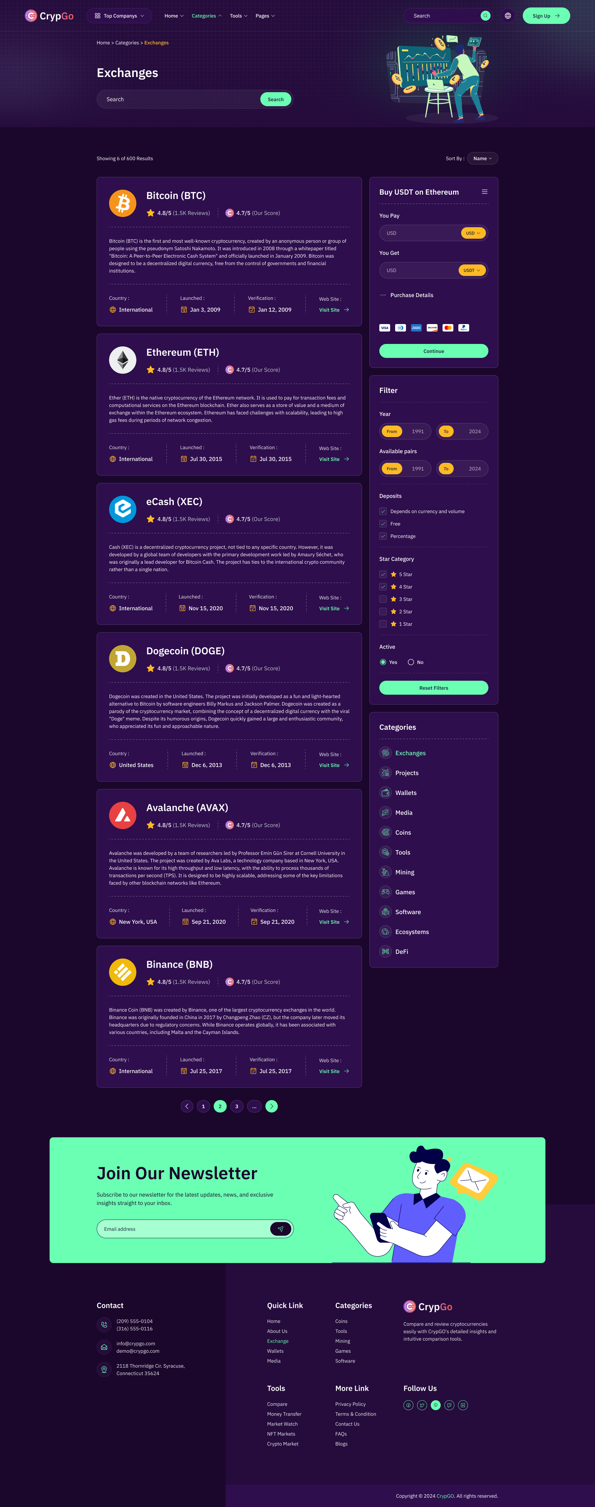 CrypGo - Review and Compare Cryptocurrency Figma Template by UIAXIS