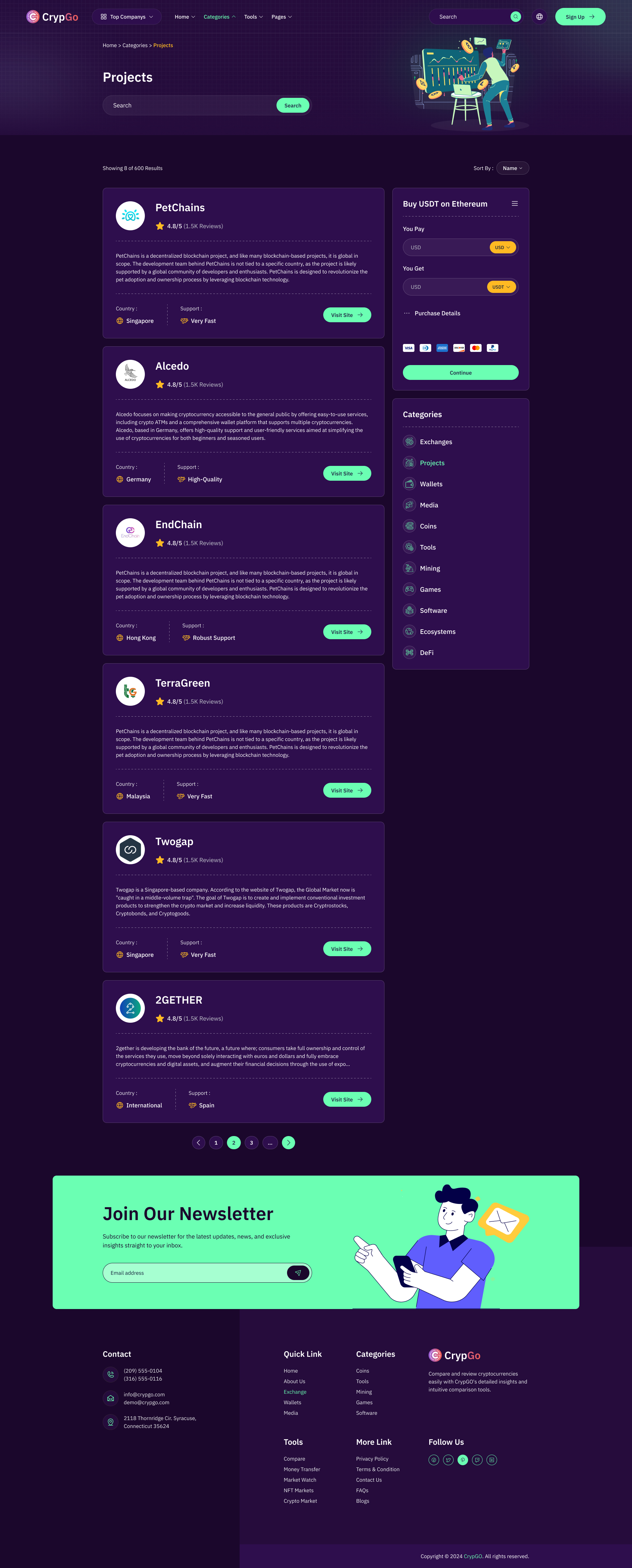 CrypGo - Review and Compare Cryptocurrency Figma Template by UIAXIS