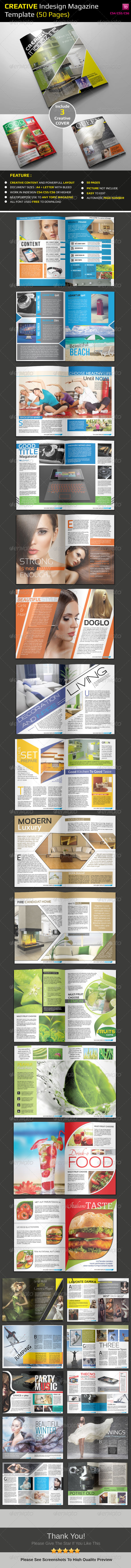 Creative Indesign Magazine Template (50 Pages) - Magazines Print Templates
