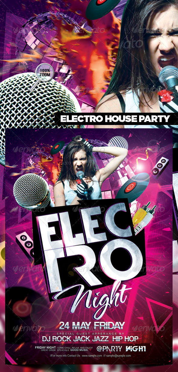Electro House Party Flyer - Clubs & Parties Events