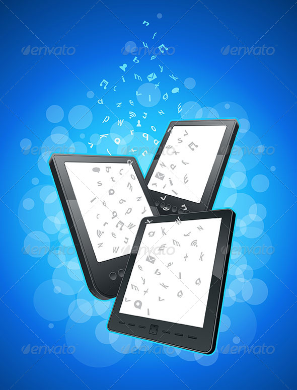 Tablet Device, E-book and Smart Phone. - Man-made Objects Objects
