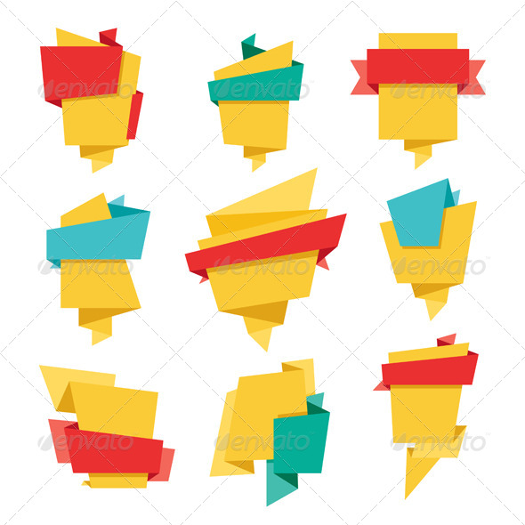 Origami Banners Set 02 - Decorative Symbols Decorative