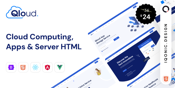 Qloud - Cloud Computing, Apps & Server Template (HTML, WHMCS, Vue, Angular)