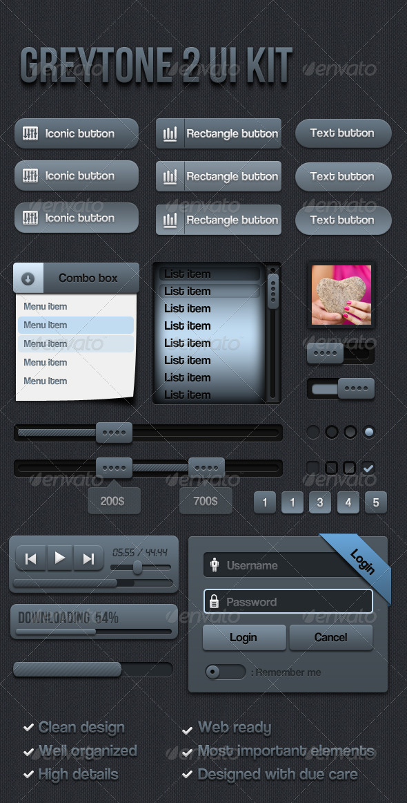 Grey Tone 2 - Web Ui - User Interfaces Web Elements