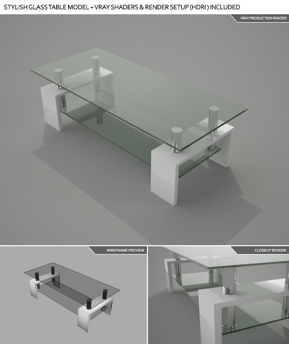 Stylish Glass Table - 3Docean 4611645