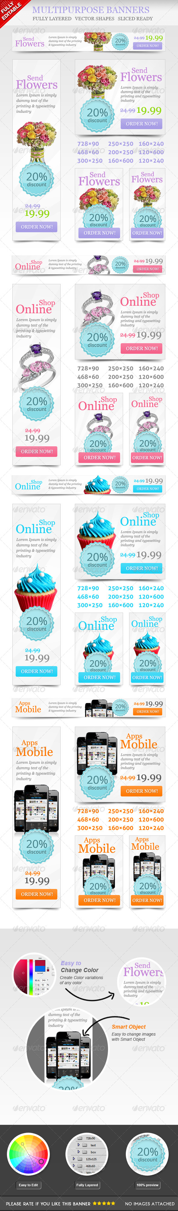 Multipurpose Online Shop Banners - Banners & Ads Web Elements