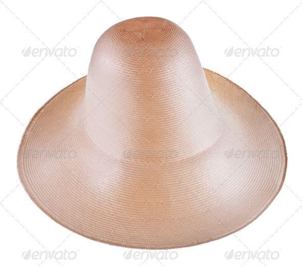 simple country straw broad-brim hat - Stock Photo - Images