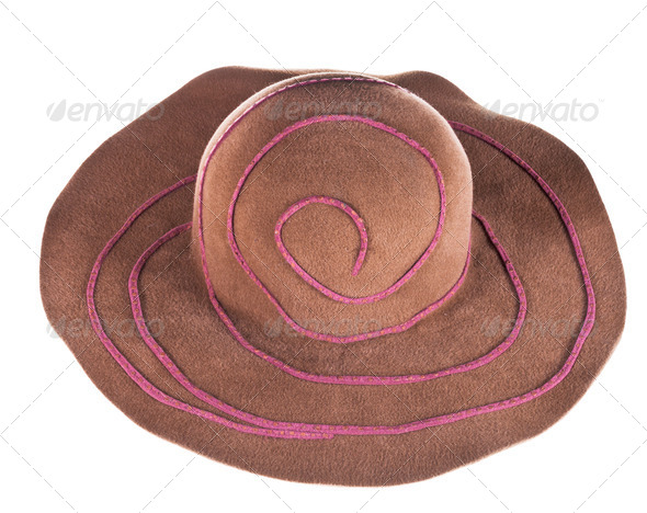 brown broad-brim felt hat - Stock Photo - Images