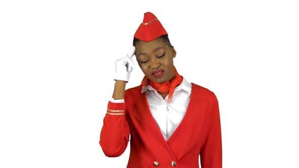 Afro American Girl Suffers From a Headache . Alpha Channel alt