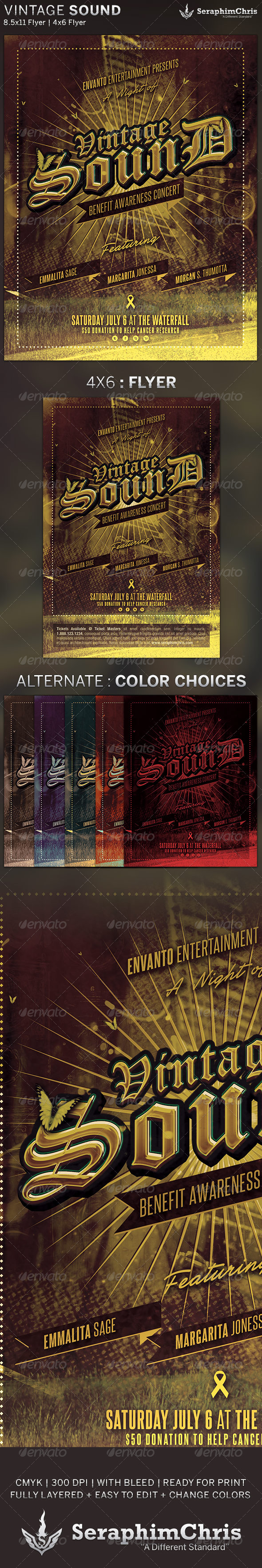 Vintage Sound: Benefit Concert Flyer Template - Concerts Events