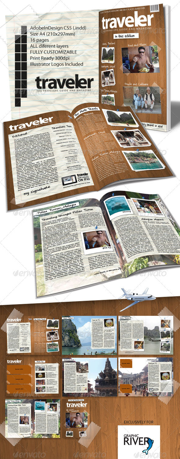 Traveler Magazine Indesign Template - Magazines Print Templates