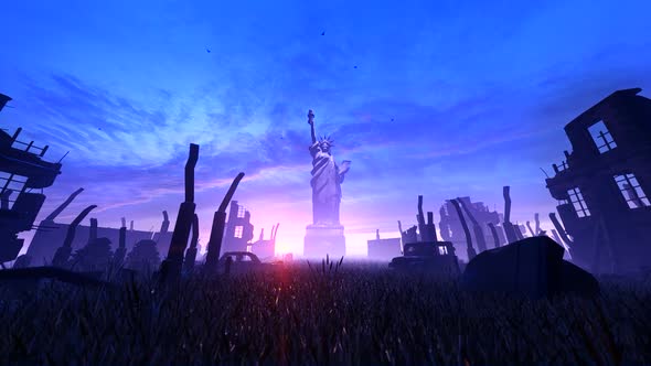 Statue Of Liberty In The Ruined City alt