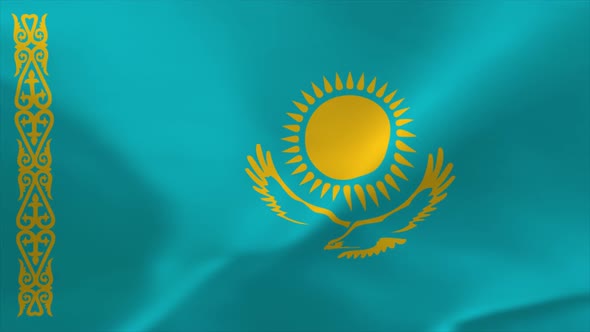 Kazakhstan Waving Flag Animation 4K Moving Wallpaper Background alt