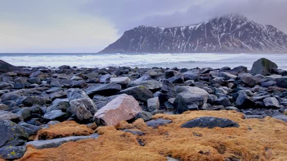 Rocky Coast of Fjord in Norway alt