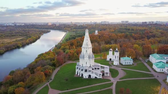 Church in Kolomenskoye park in autumn, Moscow, Russia
