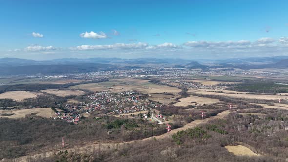 Aerial view of the city and surroundings of Presov in Slovakia