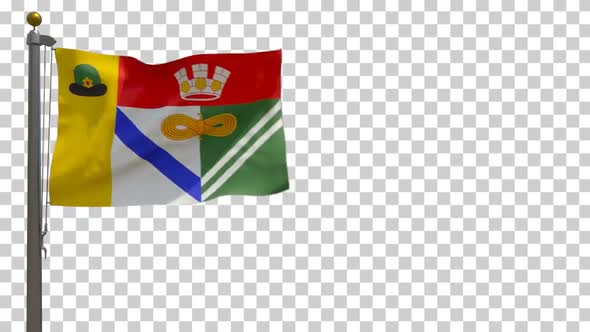 Sasovo City Flag (Russia) on Flagpole with Alpha Channel - 4K alt