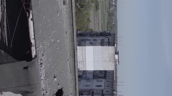 Vertical Video of a House Destroyed By the War in Ukraine alt