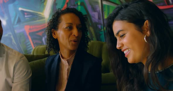 Business people talking each other in office 4k alt