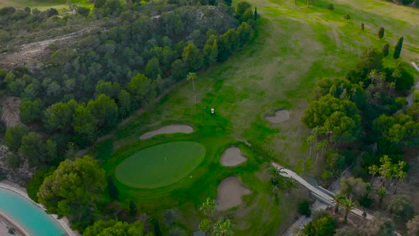 Aerial View. Landscape, Flight Over Golf Course. alt