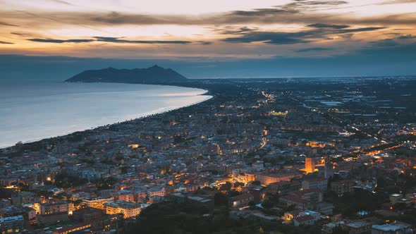 Monte San Biagio, Italy - Cityscape In Sunny Day Skyline Old Town 4K Time Lapse Day To Night