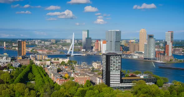 View of Rotterdam City and the Erasmus Bridge Erasmusbrug alt