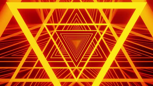 Newest Orange Neon Triangle Vj Loop Tunnel Background HD alt