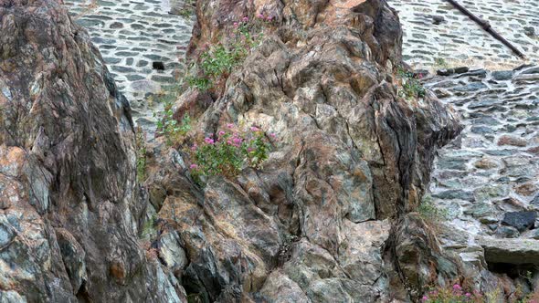 Sacra San Michele building details, low angle tilt up shot alt