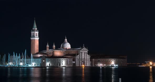 Timelapse of San Giorgio Maggiore Church at night