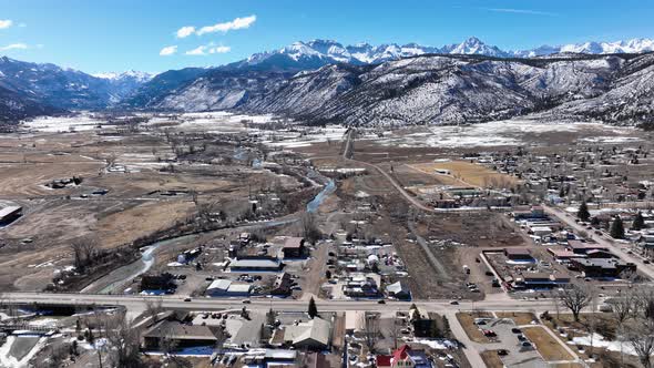 Ridgway Colorado Usa Flying Drone View Over City Landscape alt
