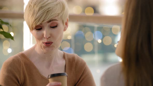 Closeup Middleaged Adult Lady 45s Woman Talking Explaining Dialogue Share News Chatting with alt