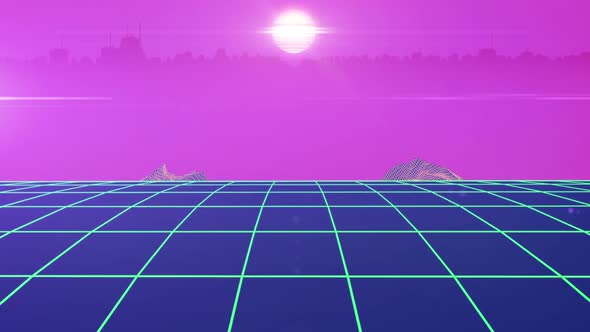 80's Grid Mountain And City