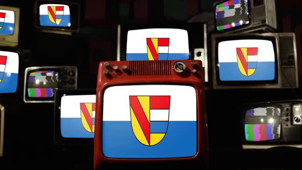 Flag of Pforzheim, Germany, on Retro TVs.