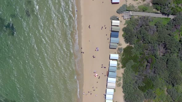 Bird's Eye View of the Dendy Street Beach Huts in Brighton Melbourne alt