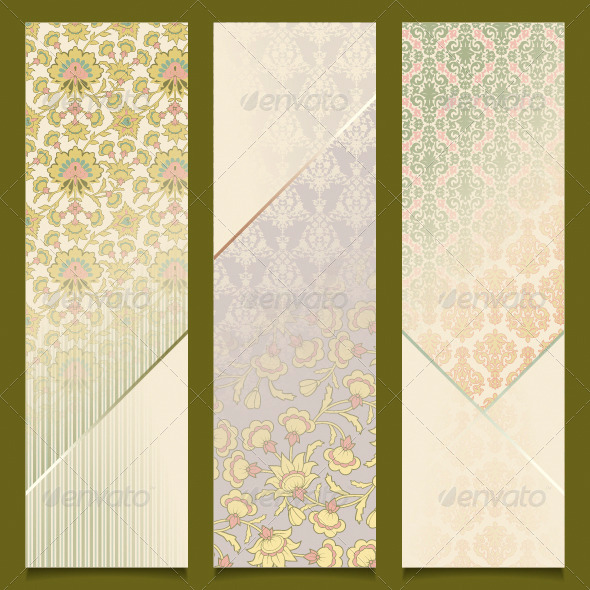 Vintage Vector Banners Retro Pattern Design Set - Backgrounds Decorative