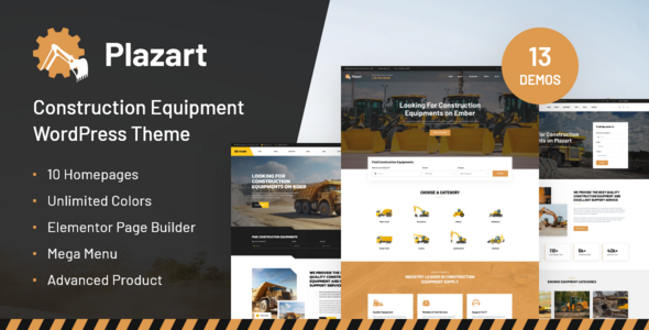 Plazart - Construction Equipment WordPress Theme