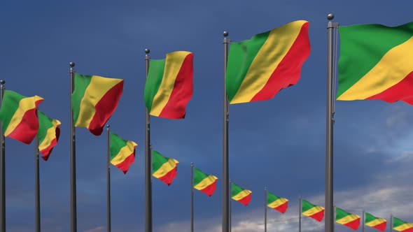 The Republic Of The Congo Flags Waving In The Wind  4K alt