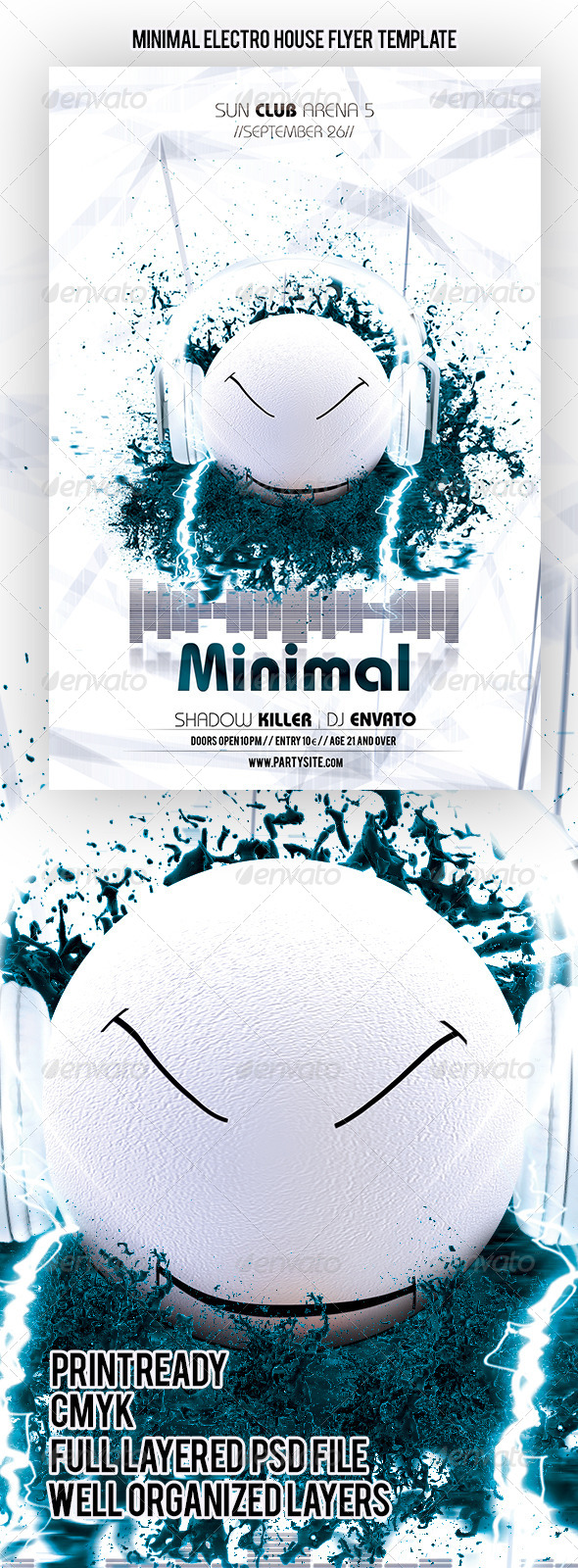 Minimal Electro House Flyer Template - Events Flyers