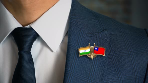 Businessman Friend Flags Pin India Taiwan alt