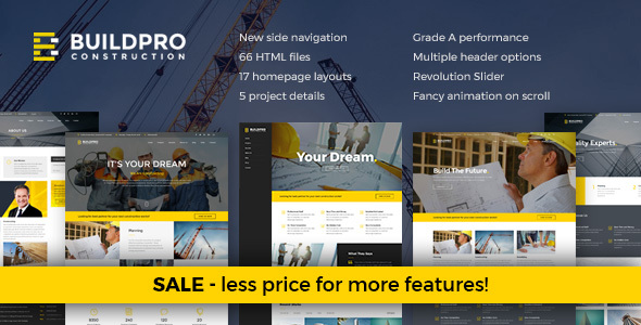 Construction and Building Website Template - BuildPro