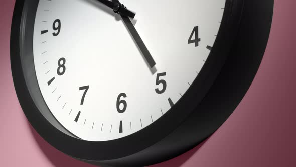 Clock Face On Rosy Rose Pink Wall alt