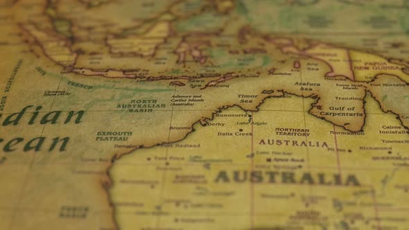 Vintage Paper Retro Map Australia.