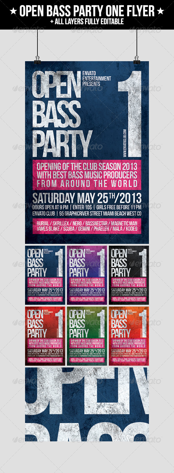 Open Bass Party One Flyer - Clubs & Parties Events