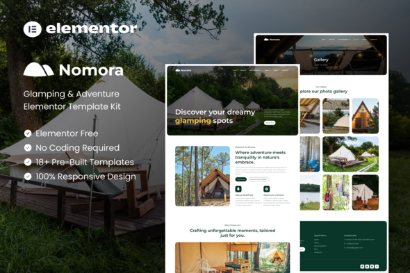 Nomora - Glamping & Adventure Elementor Template Kit